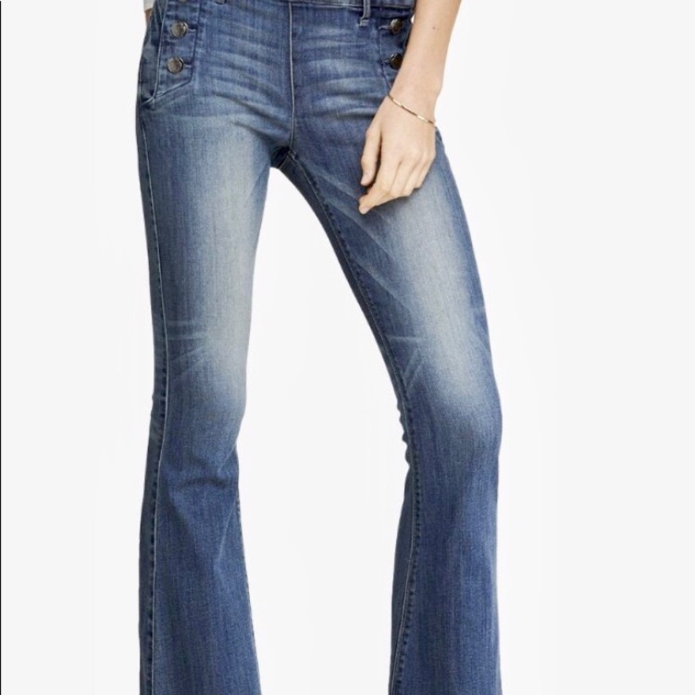 Express Sailor Style Flare Bottom Jeans